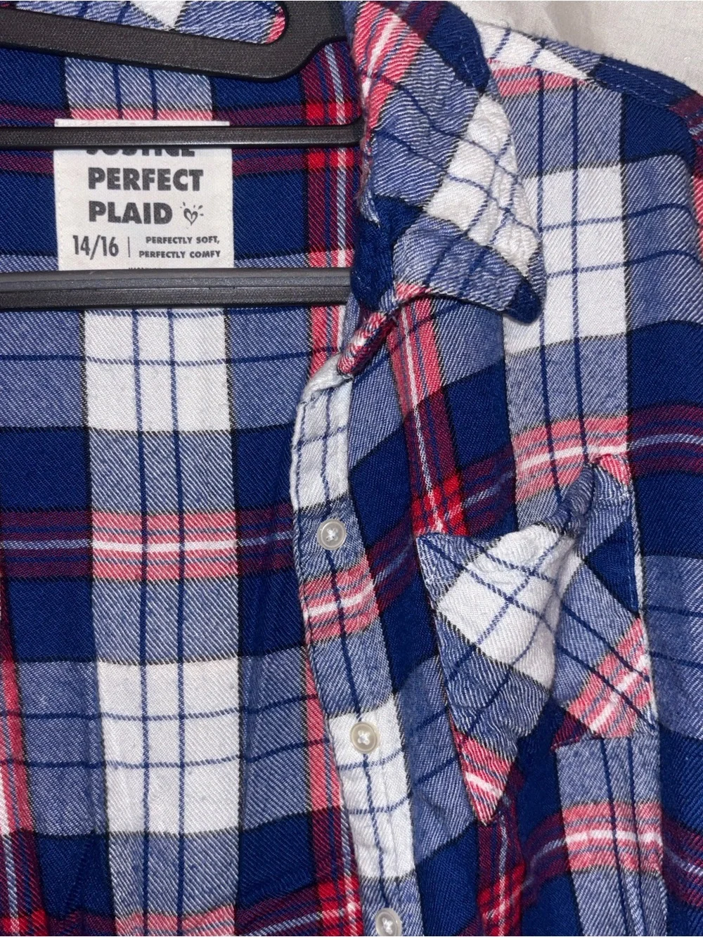 Justice Blue, Red & White Plaid Button-Down Shirt
